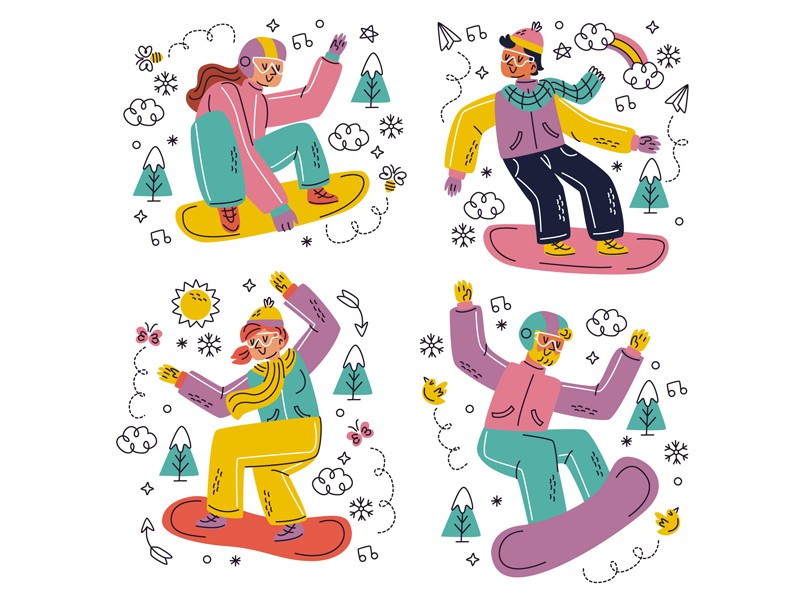 冬奥会单板滑雪插画