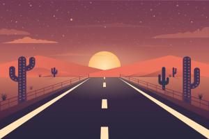 沙漠公路风景插图