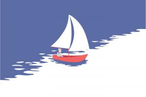 海平线上的帆船插画