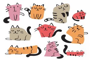 可爱卡通猫咪设计插图