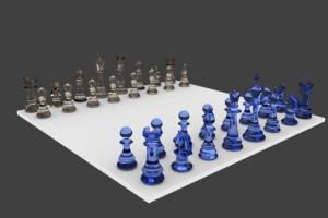 蓝白水晶国际象棋3D模型