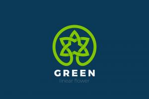 绿色花星标志Logo矢量图