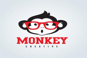 戴着眼镜的猴子Logo矢量图标