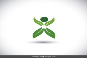 抽象的树叶人Logo矢量图