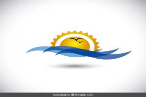 孤立的太阳和大海Logo矢量图