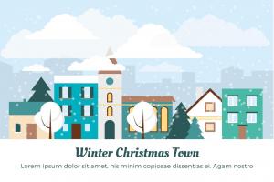 冬季城镇雪景插图