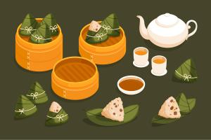 美味粽子平面设计插图
