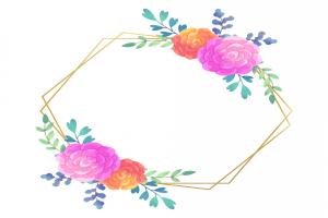 花卉六边形框架插图