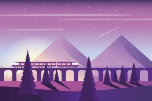 紫色列车景观插图