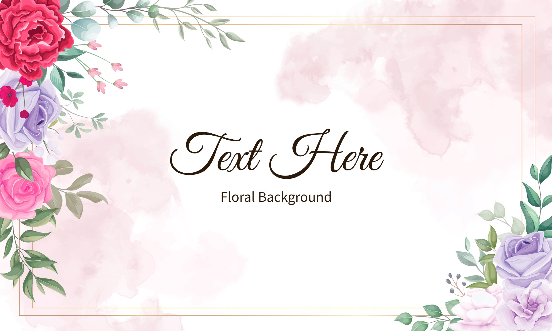 美丽的花叶背景插图 花卉 花朵 绿叶 叶子 玫瑰花 枝条 背景 水彩插图 北极熊素材库
