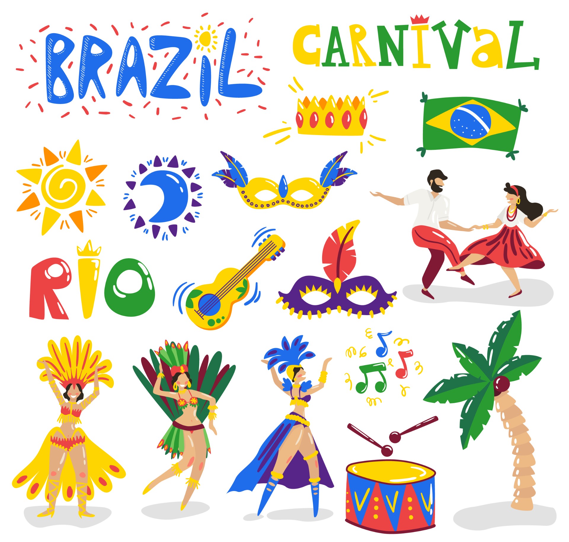 巴西狂欢节海报与鼓和面具狂欢节插画图片素材_ID:350811075-Veer图库