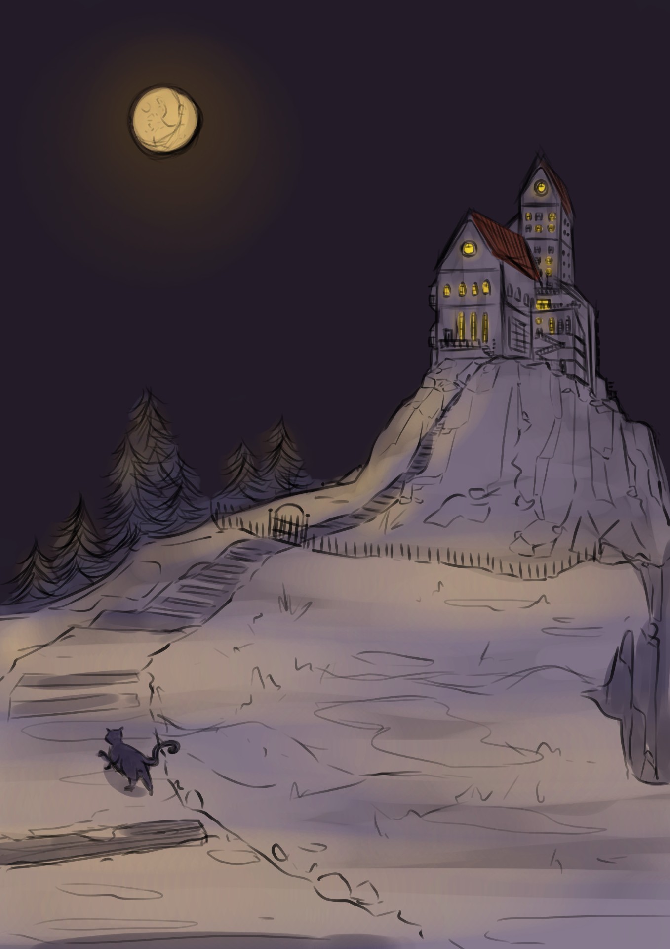 Blender月亮城堡模型-blender布的