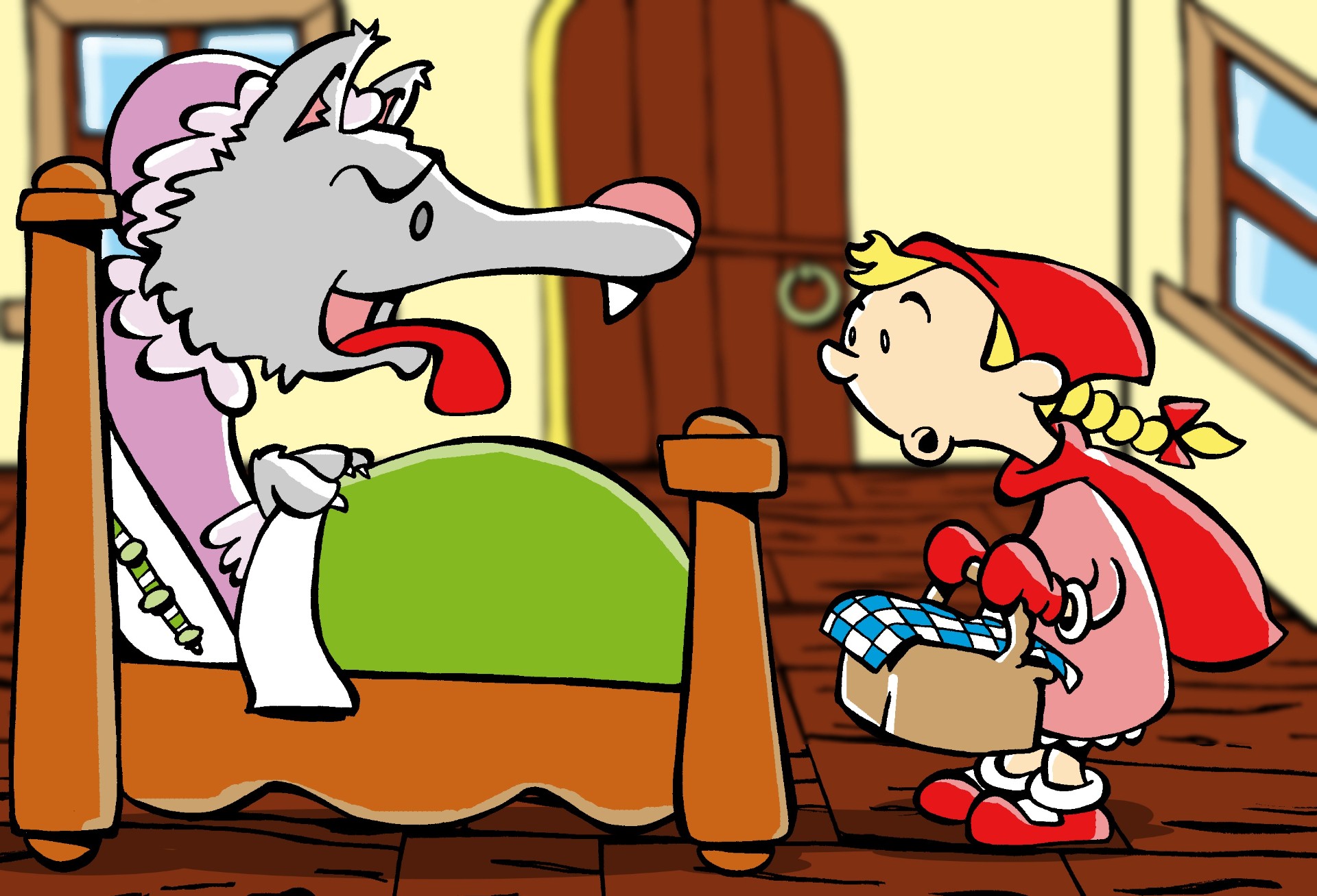 《小红帽与大灰狼》-儿童插画风格插画设计作品-设计人才灵活用工-设计DNA