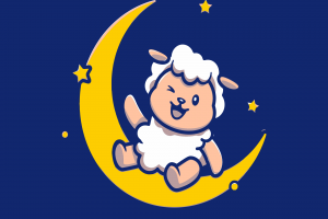 坐在月亮上的小羊插图