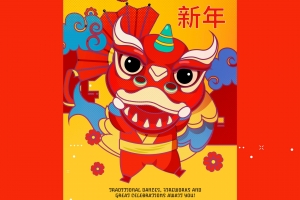 舞狮封面海报春节