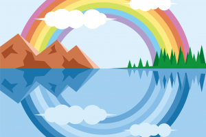 湖面上的彩虹插图