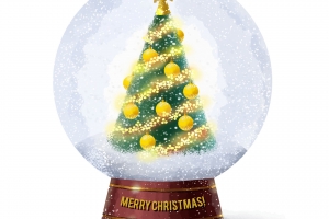 圣诞树水晶球插图
