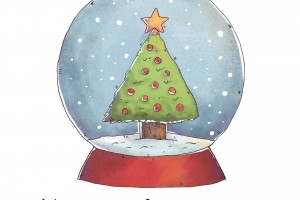 圣诞水晶球水彩插图