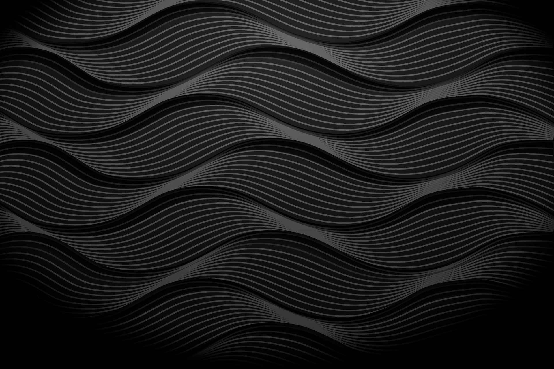 抽象3D金属黑波浪条纹高清背景图 Abstract 3D Wavy Striped Backgrounds – Black Color-变色鱼