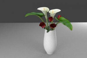 马蹄莲玫瑰花瓶模型
