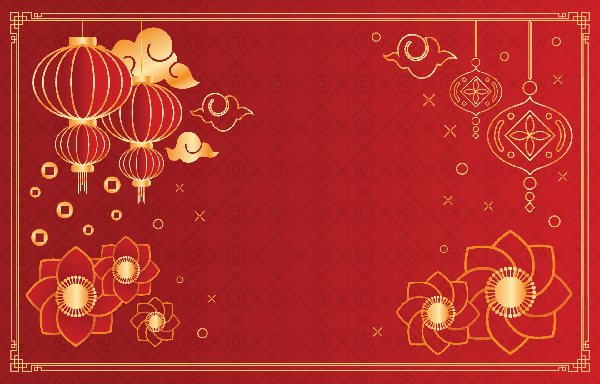 中国新年快乐背景插图(中国、新年、元旦、背景、2022年、灯笼、花纹  image
