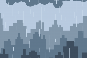 下雨的城市背景插图