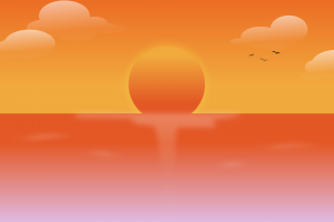地平线上的落日景观插图