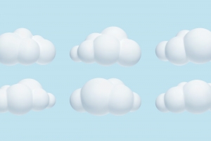 蓝色背景下白色云朵3d插画