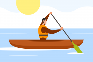 独自划船的男人插图