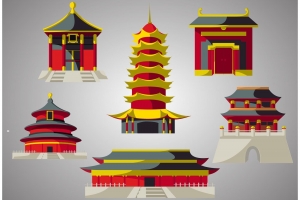 中国寺庙建筑插图