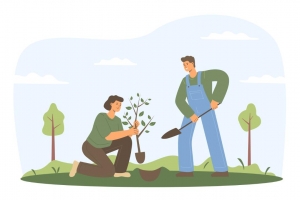 植树节种树保护环境插画