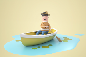 划船的男生插画