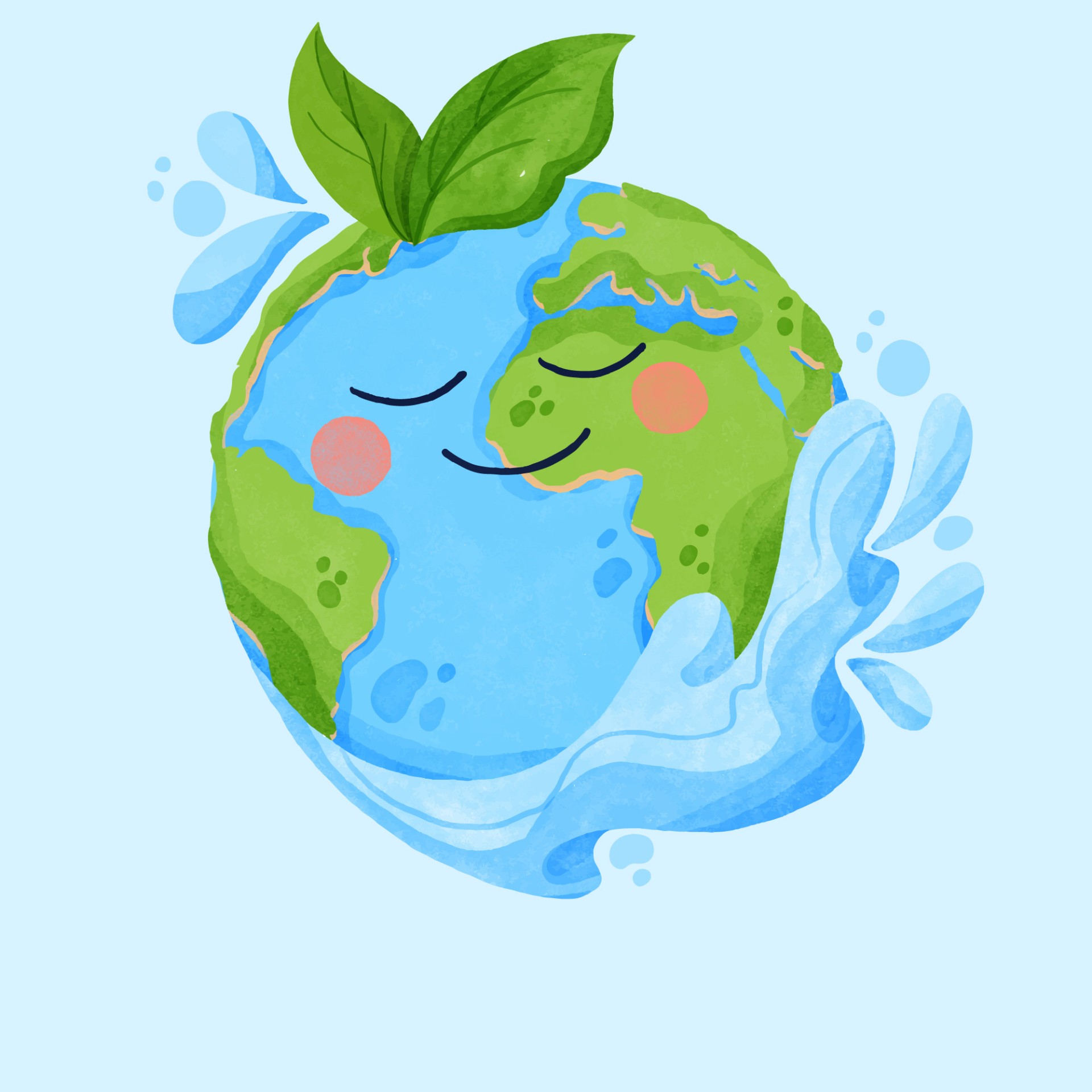 4月22水彩世界地球日插图 世界地球日 地球 水 水彩插图 北极熊素材库