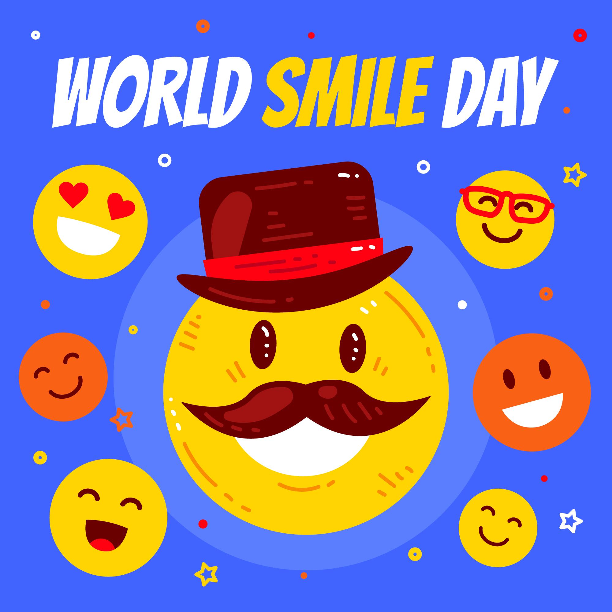 2022世界微笑日主题插画(世界微笑日、微笑、表情、表情包)欧式插画_北极熊素材库