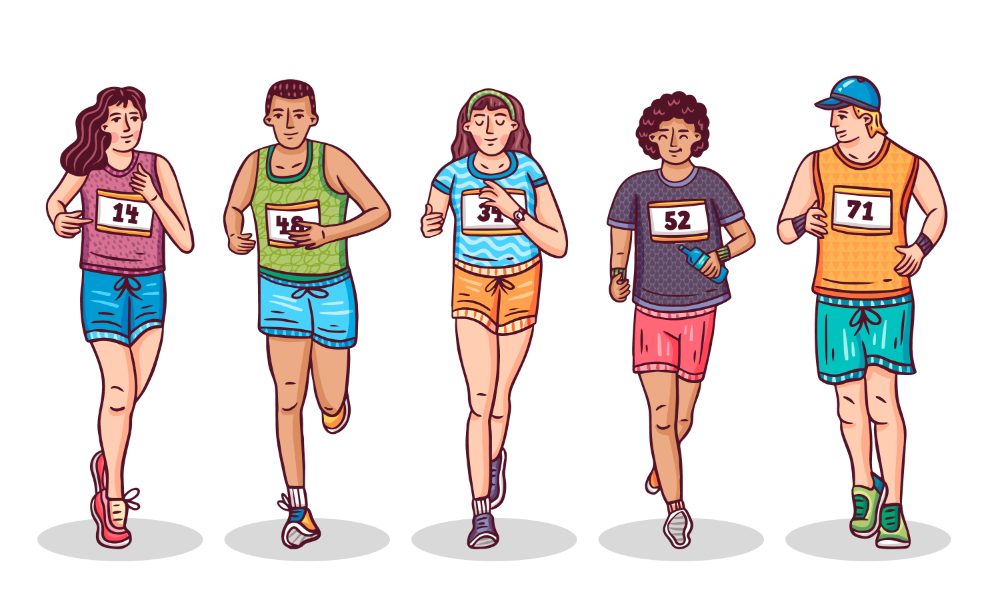 跑步运动员图示(跑步、跑步、运动、男生、女生)欧式插画_北极熊素材库