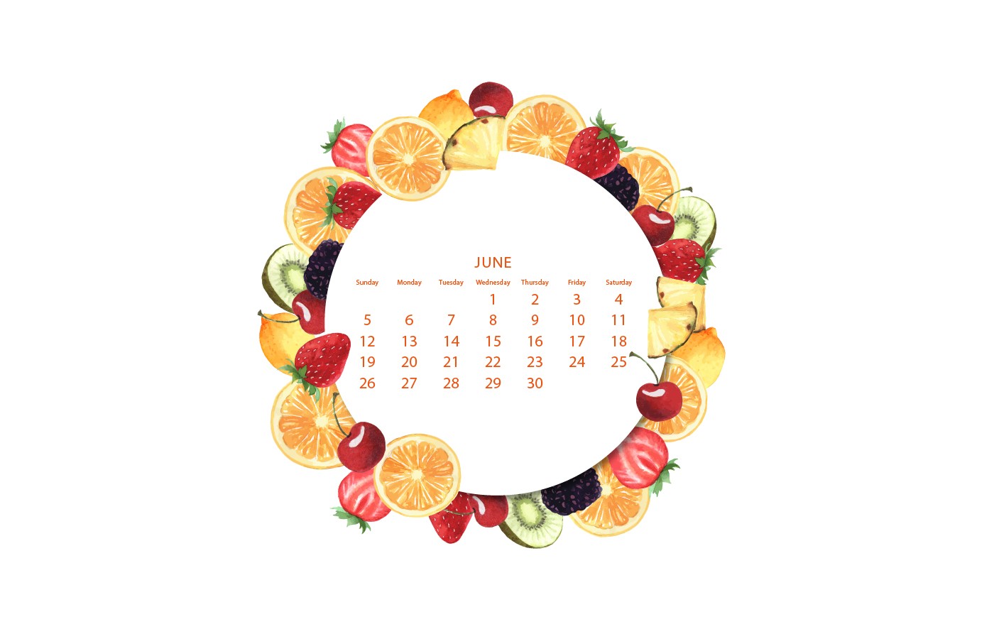 22年6月水果日历电脑壁纸 北极熊素材库