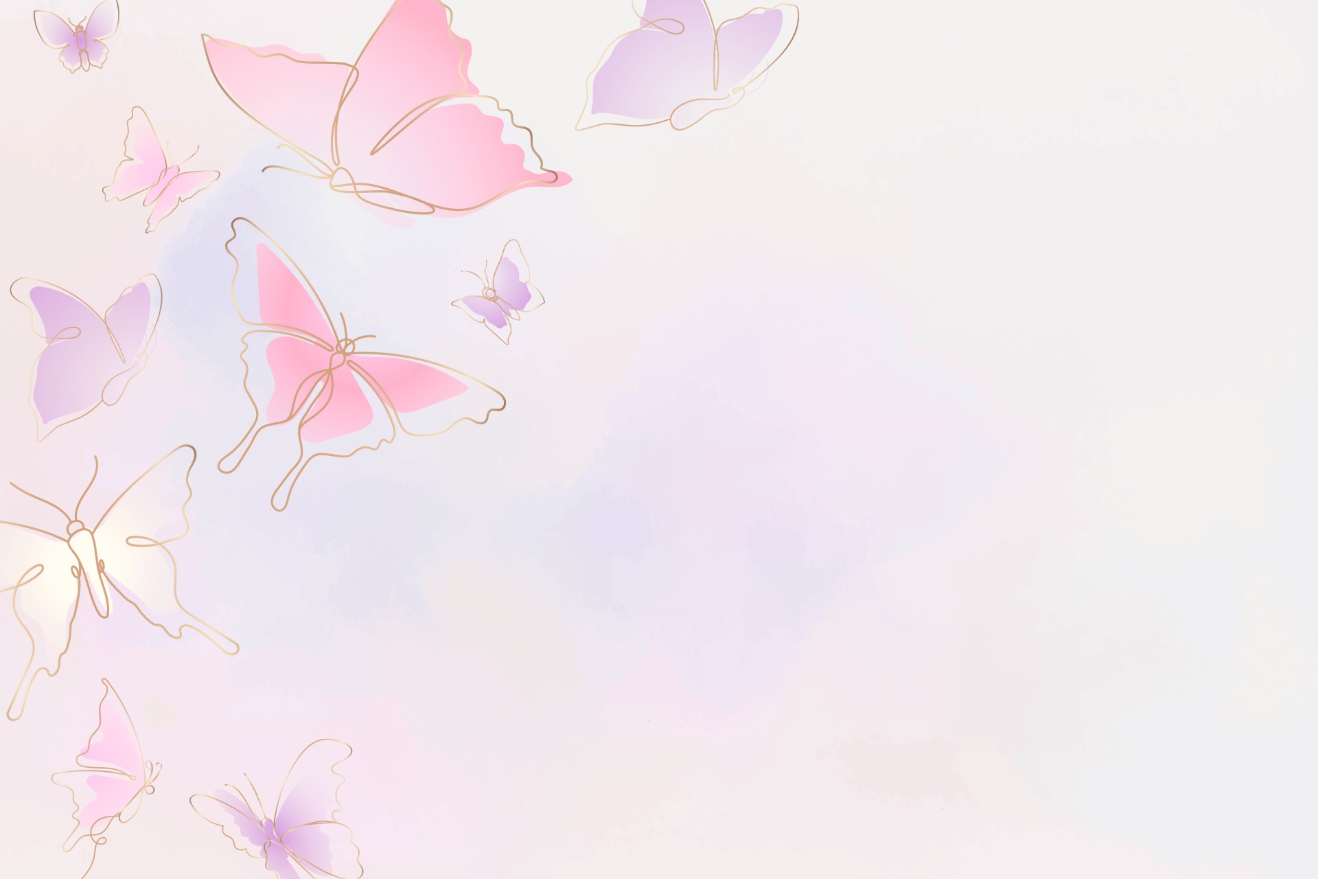 粉色蝴蝶背景壁纸插图 蝴蝶 背景 壁纸 粉色 唯美 简约 手绘插图 北极熊素材库