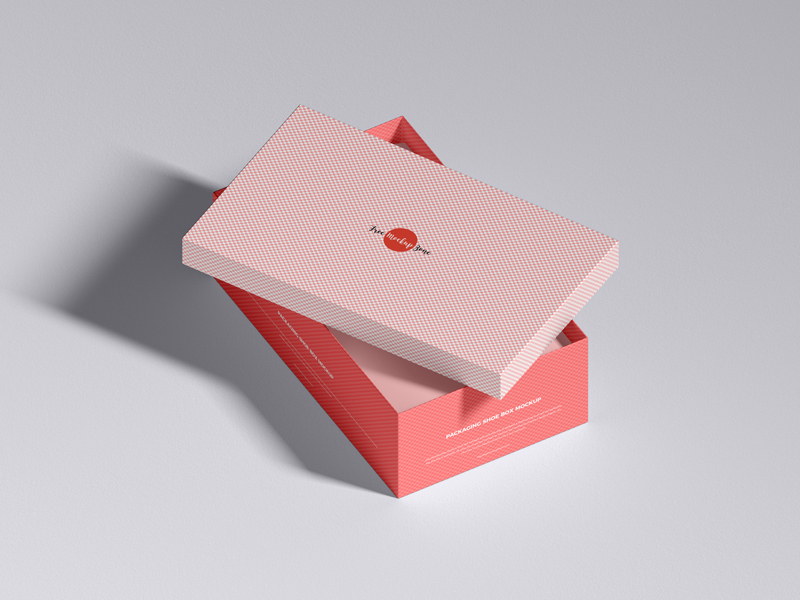 粉色鞋盒包装样机0