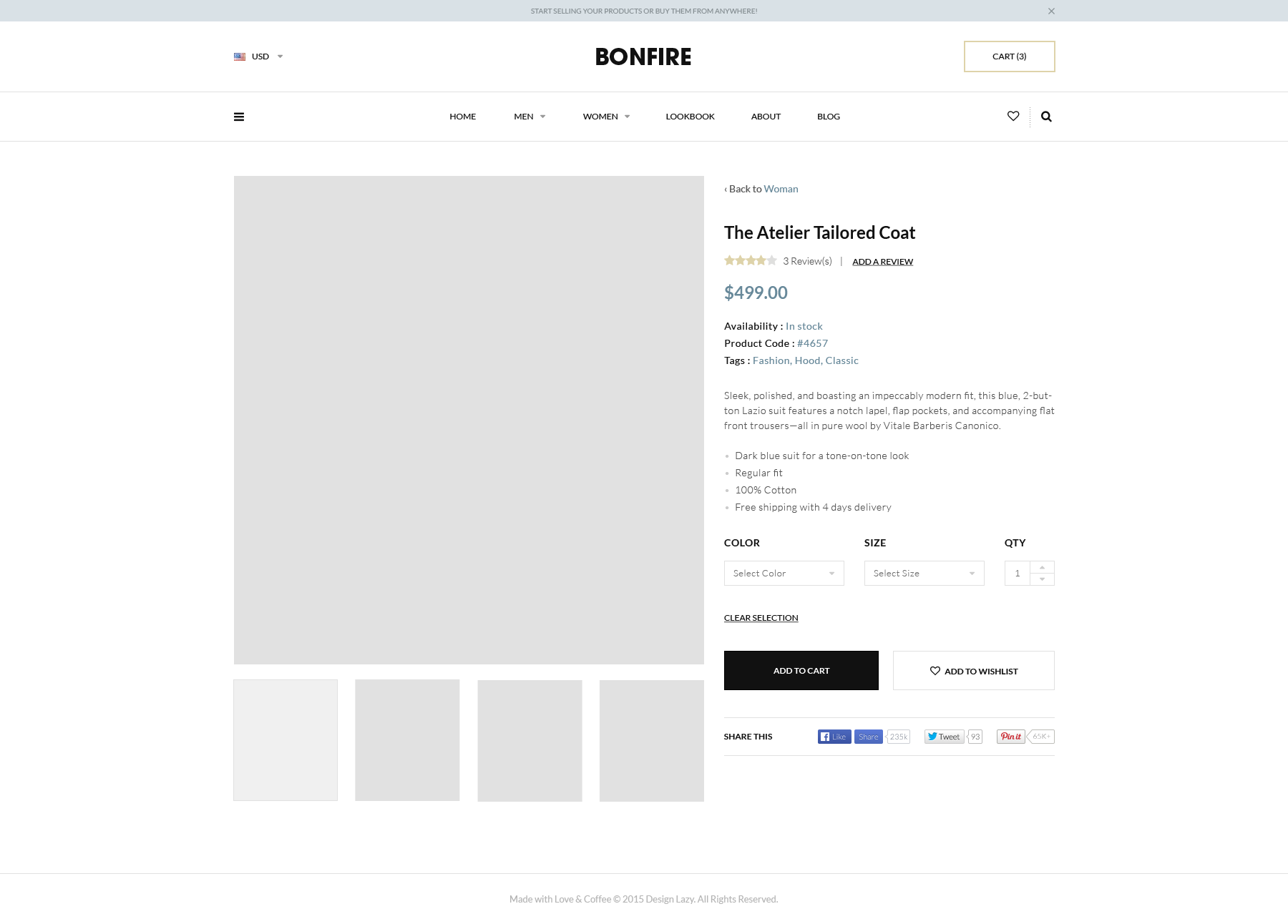 电子商务（Bonfire）产品页面网站模板0
