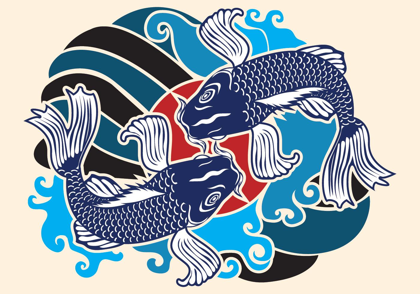 日本鲤鱼插画0