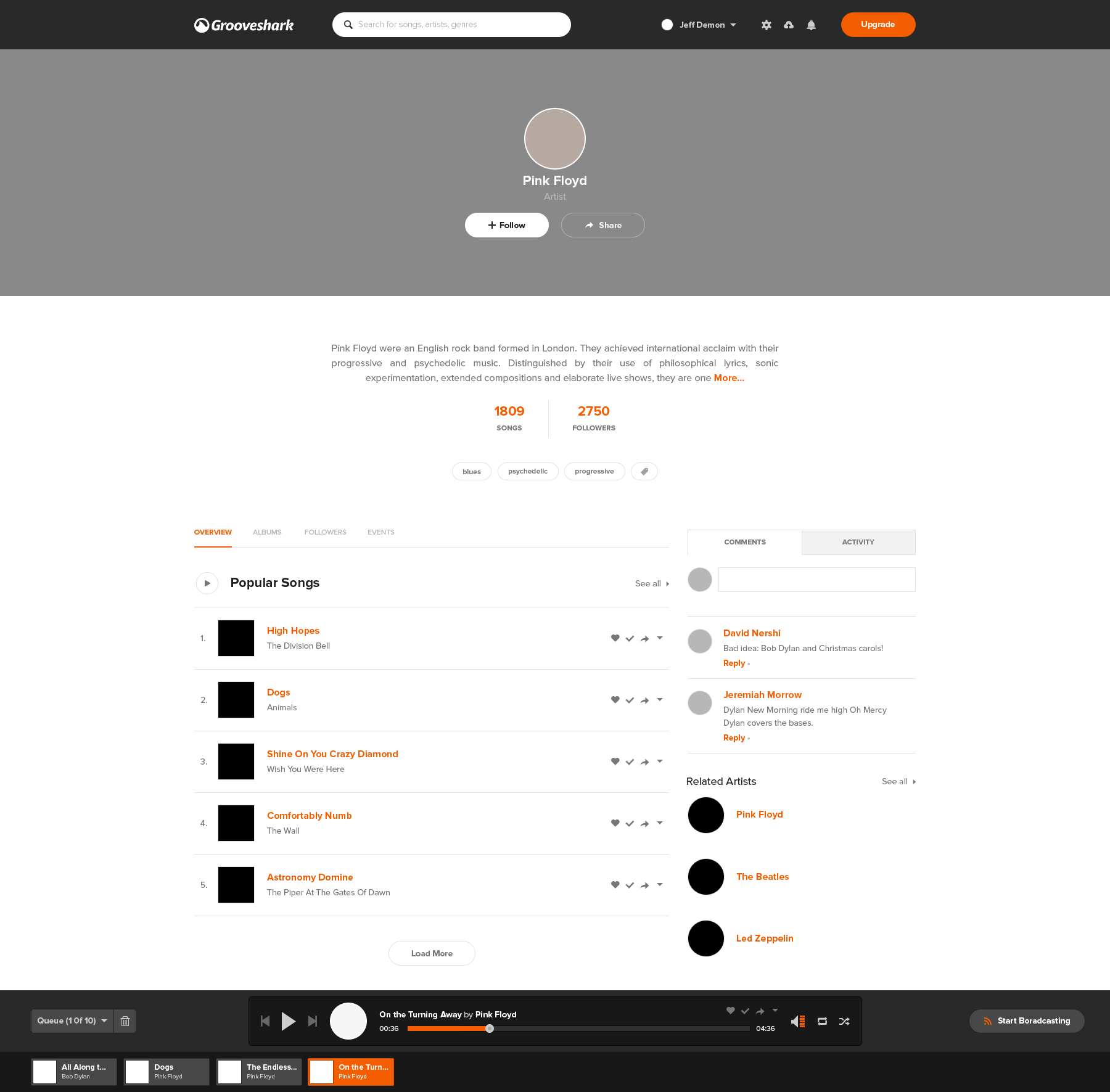 Grooveshark音乐（流媒体服务）网站模板2