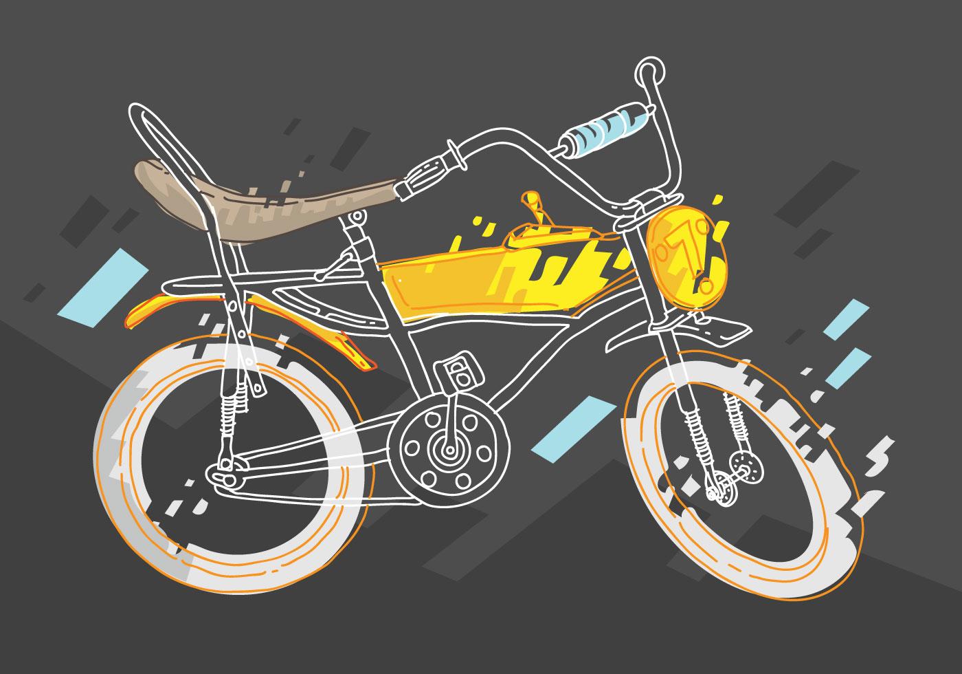 手绘自行车插画0