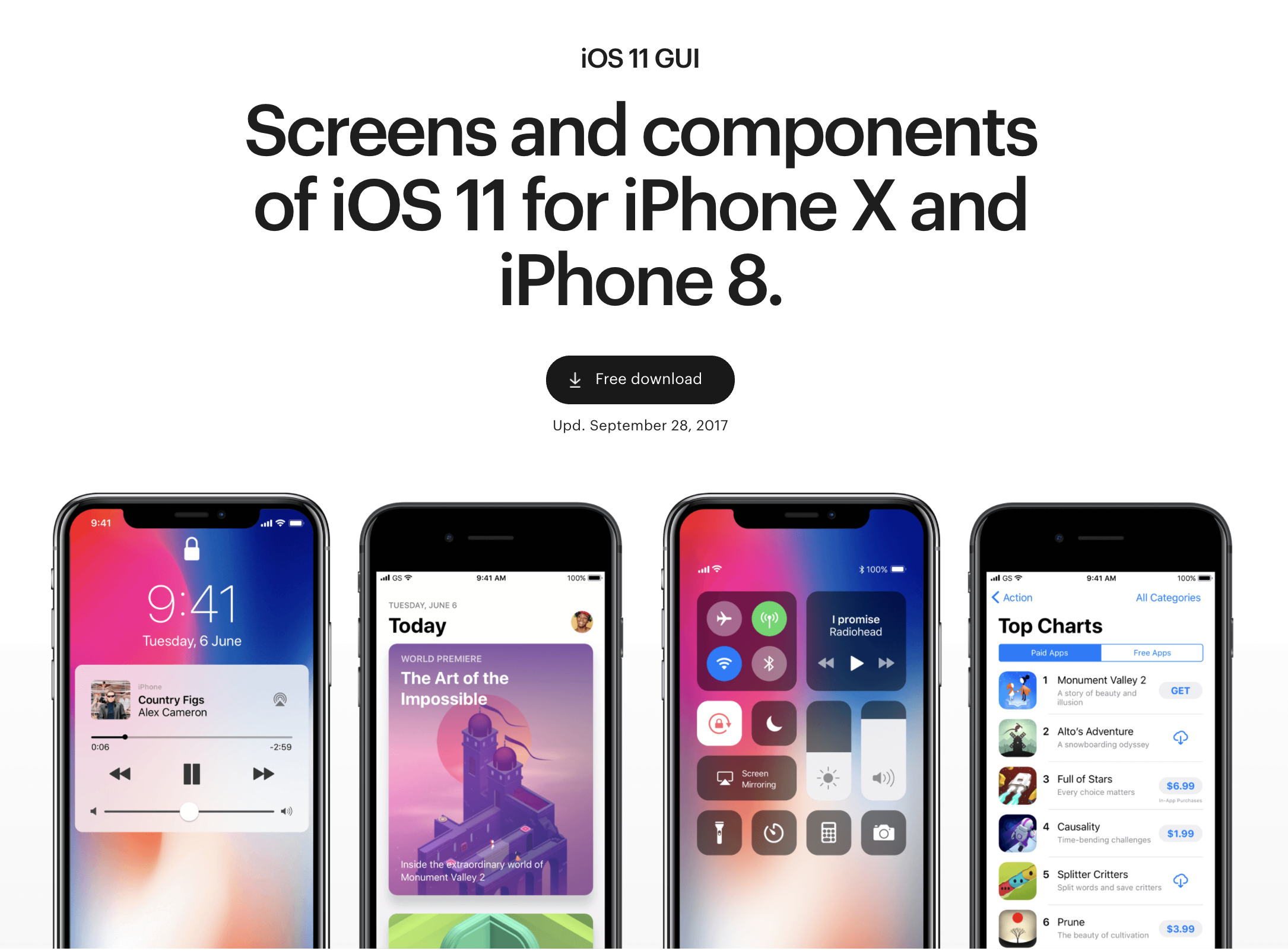 IPhone X和iPhone 8的iOS 11屏幕和组件0