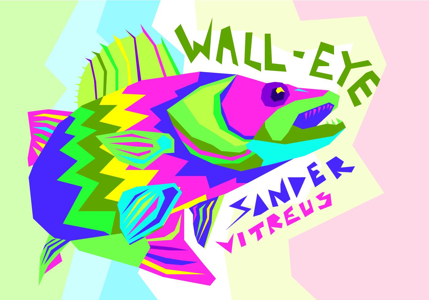 彩色涂鸦鱼类插画0
