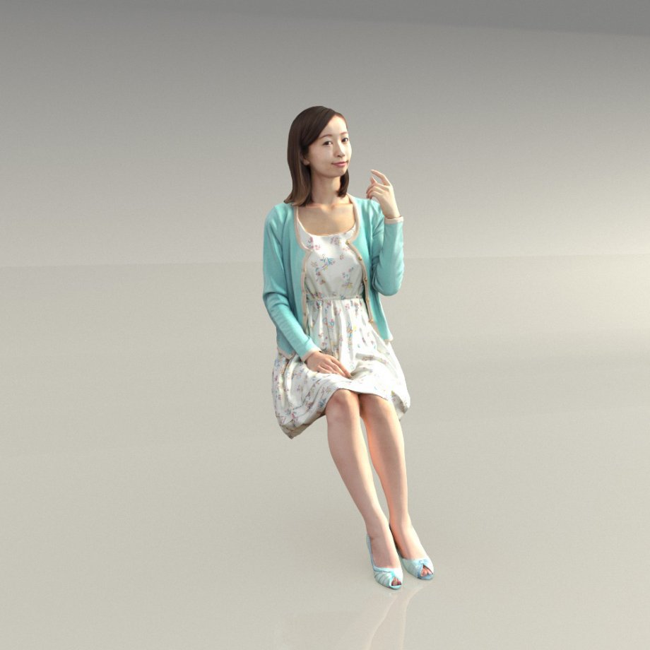 女性坐姿3D模型0