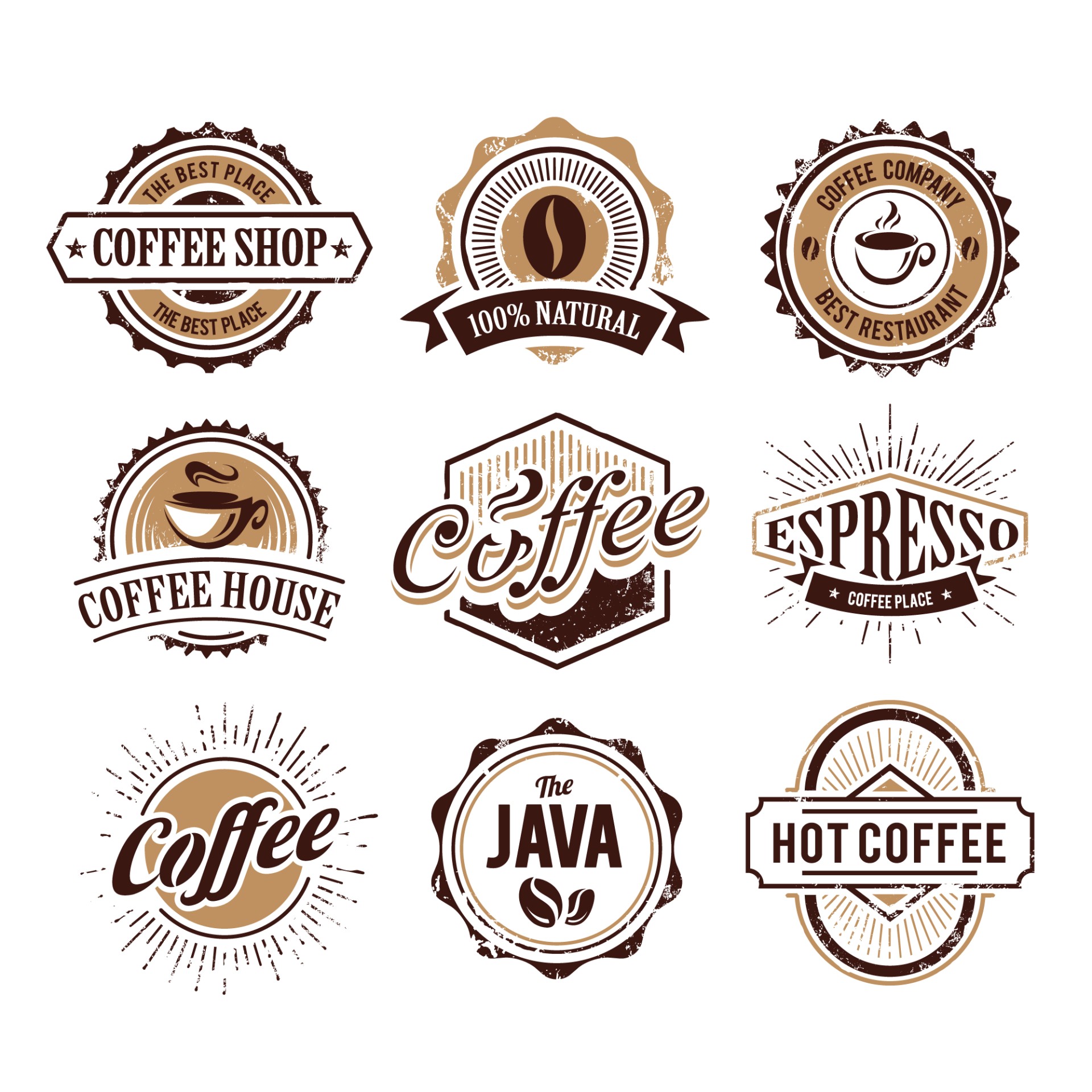复古咖啡Logo设计矢量图0