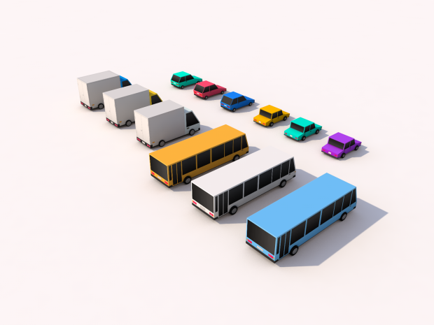 低聚城市汽车3D模型3