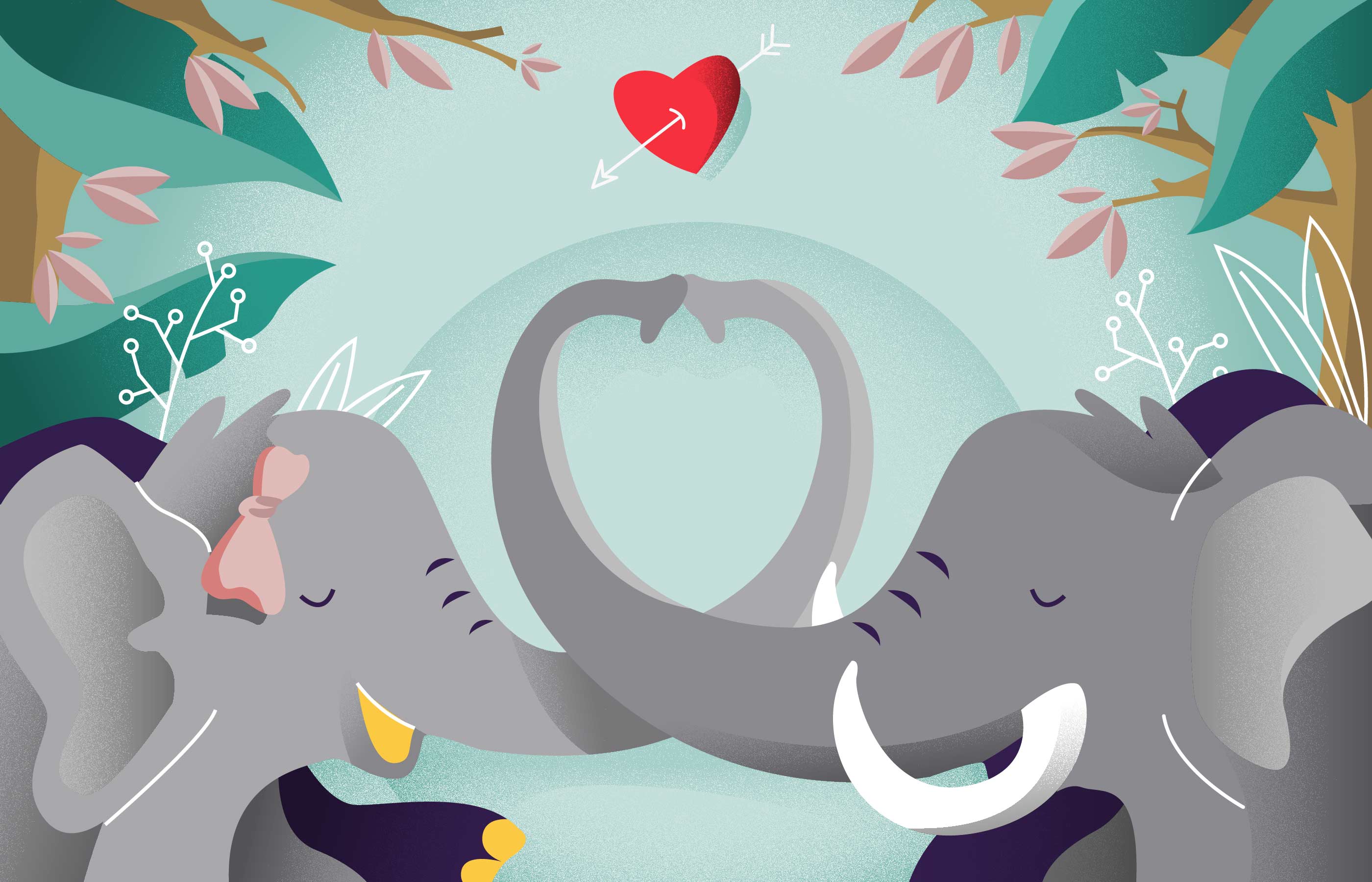 两只浪漫的大象插图0