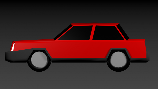 低聚红色汽车3D模型2