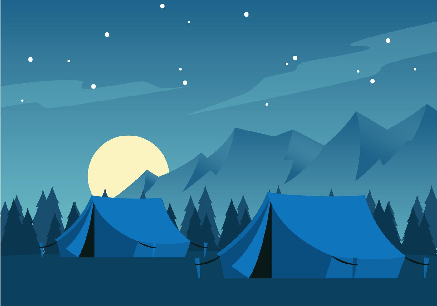 满月下的夜间露营插图0